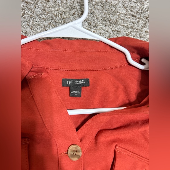 J Jill Wearever Collection Button Shacket Burnt Orange Collared Women’s Medium - Picture 4 of 10